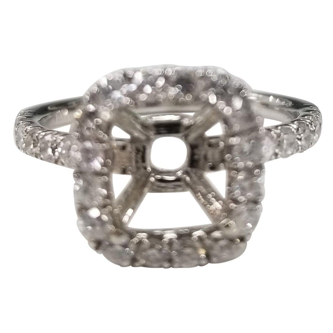14 Karat White Gold Round Diamond Cushion Halo Ring (1 of 20)