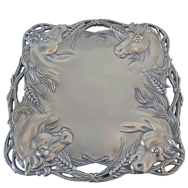 Arthur Court Cast Aluminum Serving Tray Platter with 4 Horses 1999 (1 of 1)