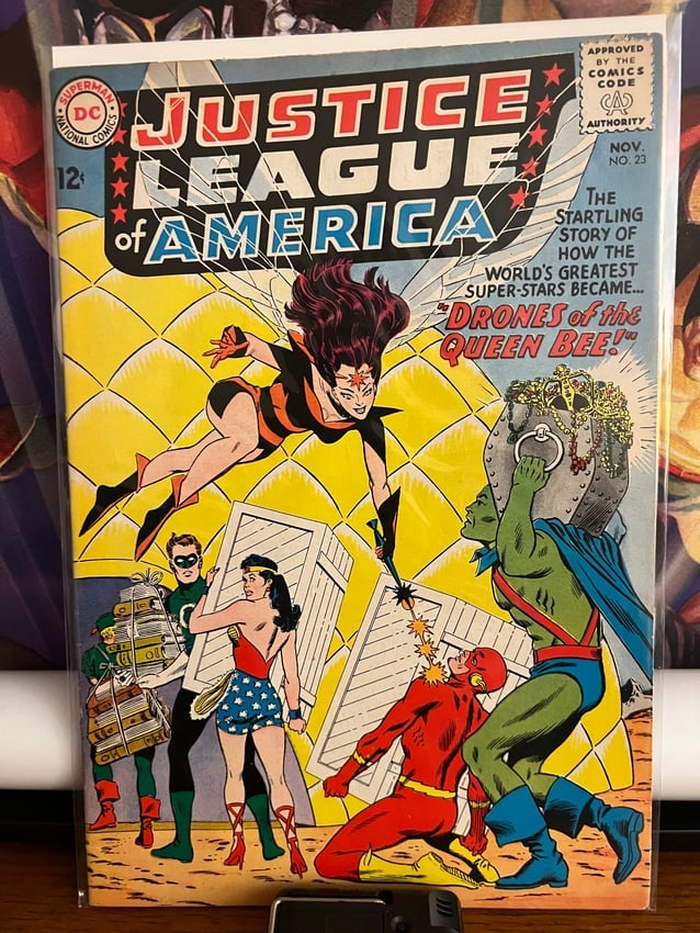 JLofA #23: Title: JLofA #23Description: Drones of the Queen BeeDate/Period: 1963Materials: DC Comics