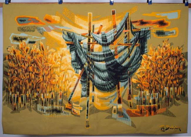 FRENCH TAPESTRY Debieve MODERNIST AUBUSSON Robert Four Filets (1 of 1)