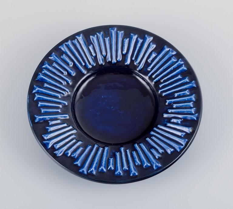 Carl-Harry Stålhane for Rörstrand, "Andalusia", ceramic low bowl in deep blue glaze. (1 of 4)