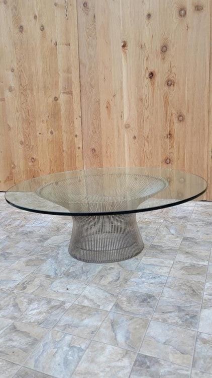 Mid Century Modern Warren Platner for Knoll Circular Wire Base Glass Top Coffee Table (1 of 8)