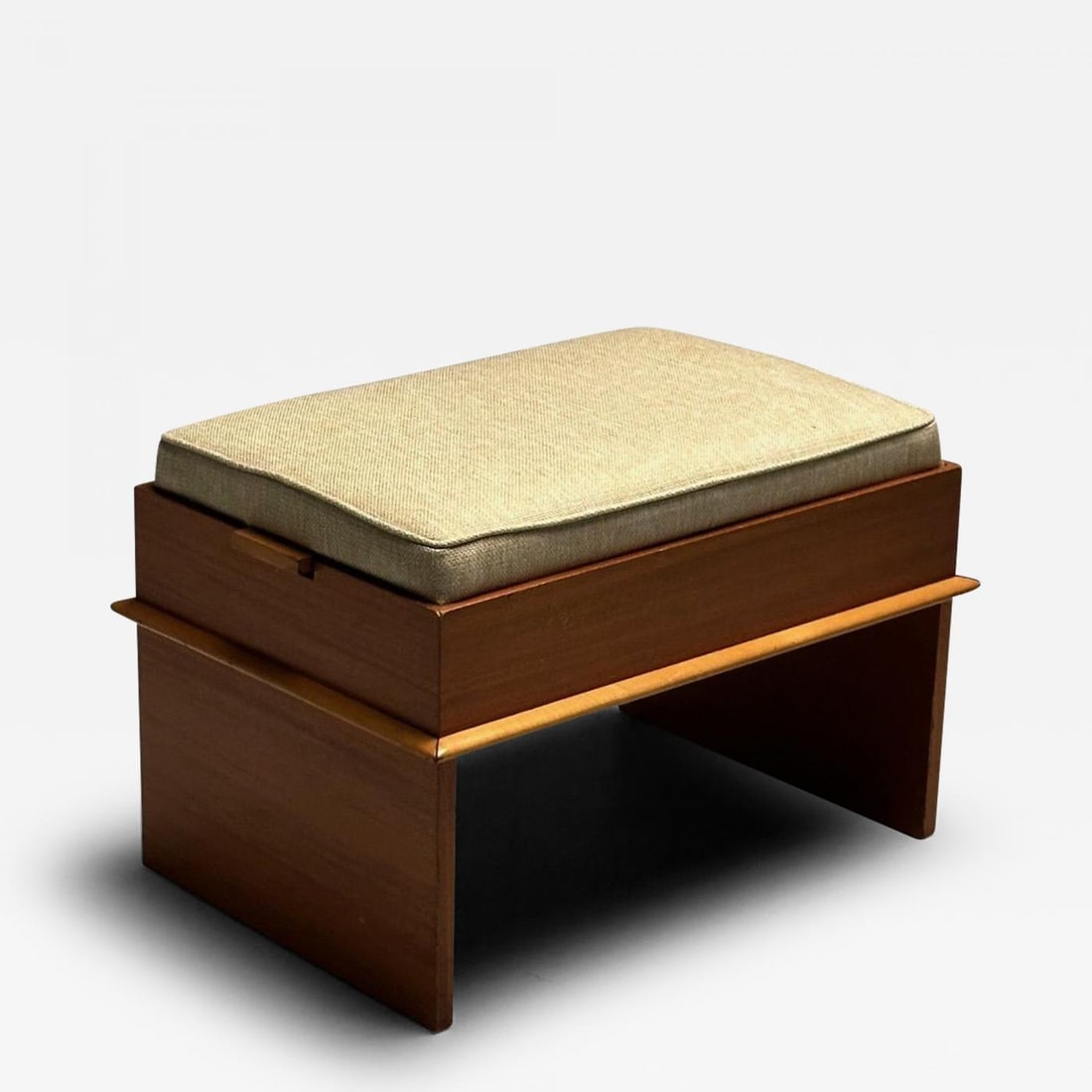 Paul Frankl, Johnson Furniture, Station Wagon Bench, Rock Maple, Fabric, 1950s (1 of 12)