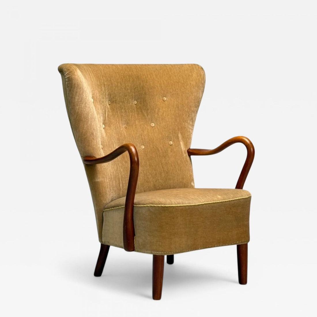 Alfred Christensen, Danish Modern, Mohair, Beech, Lounge Chair, Denmark, 1940s (1 of 10)