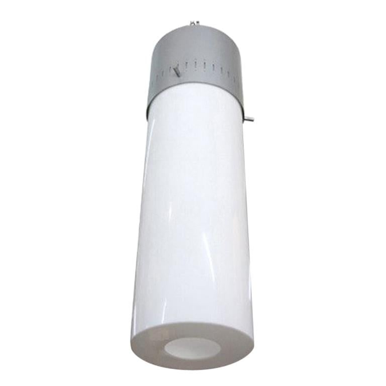 1958 Mid-century Modern Cylinder Acrylic & Steel Pendant, 2 Available (1 of 6)
