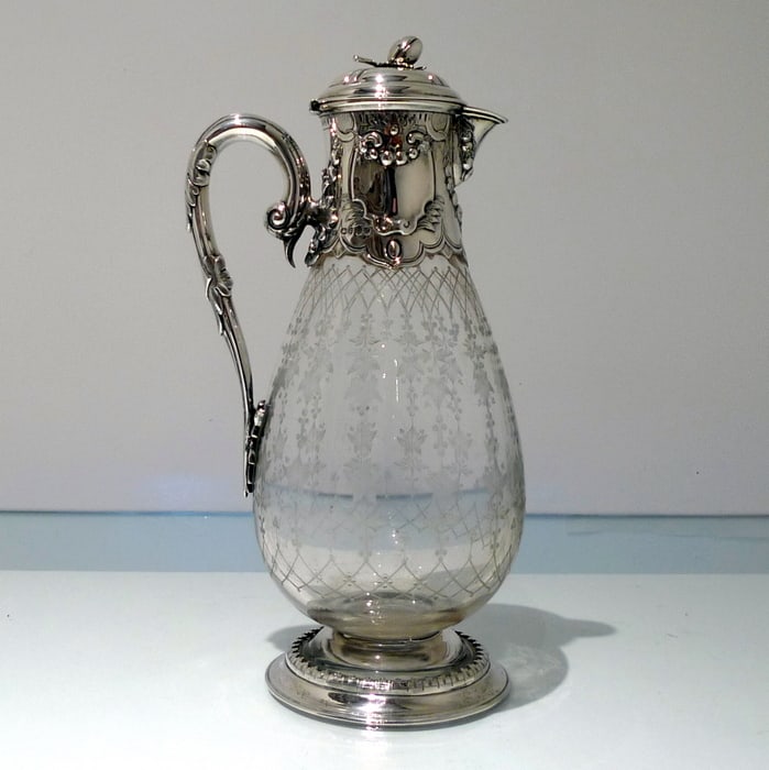 19th Century Antique Victorian Sterling Silver Claret Jug London 1867 Samuel Whitford (1 of 11)