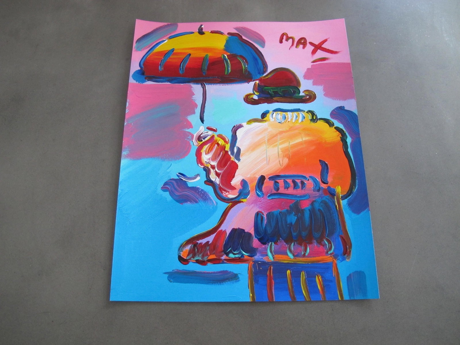 Peter Max Acrylic Painting HAND Painted & Signed Umbrella Man One of a kind Artwork With COA (1 of 5)