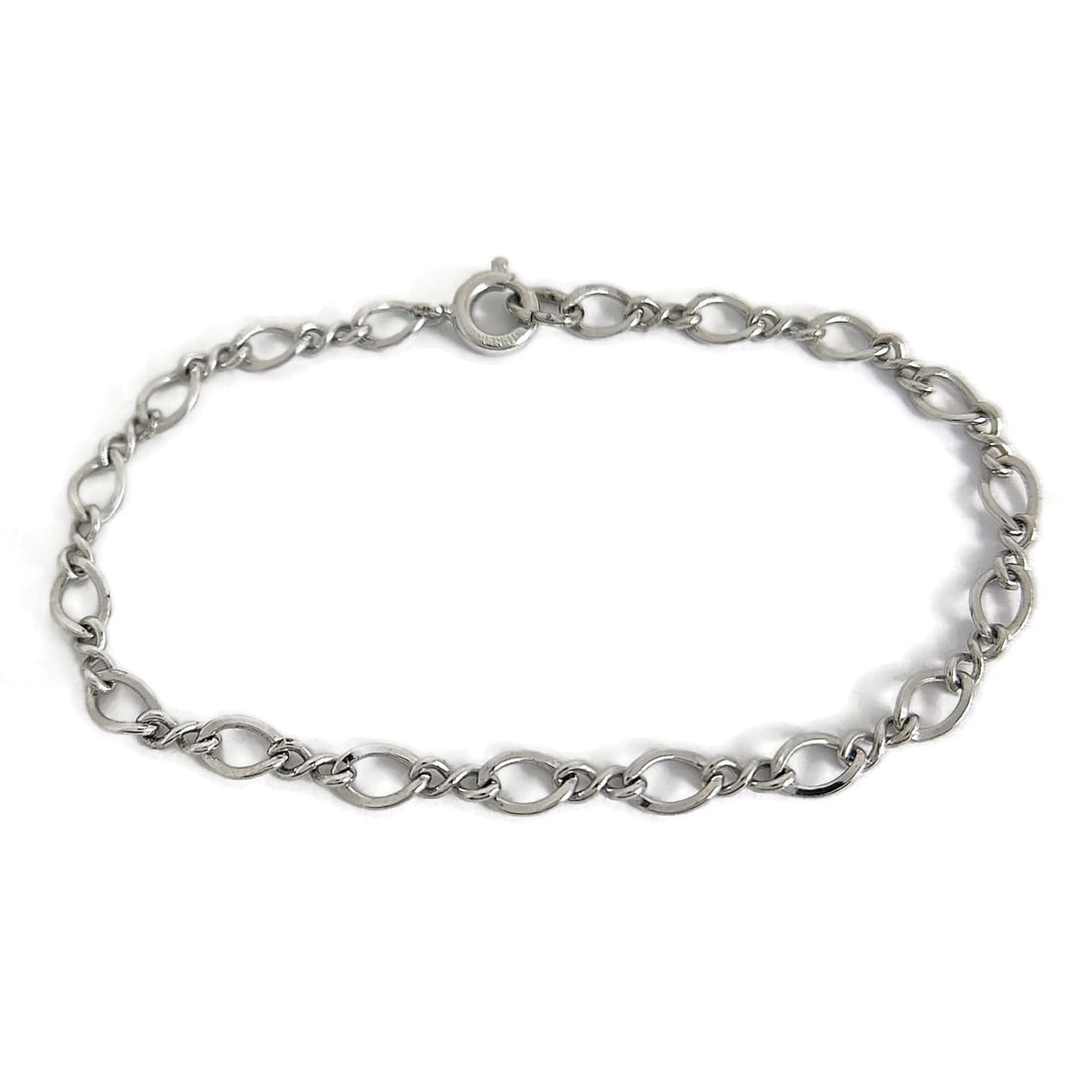 Vintage Open Curb Chain Link Bracelet Sterling Silver, 7 Inches, 3.26 Grams (1 of 6)