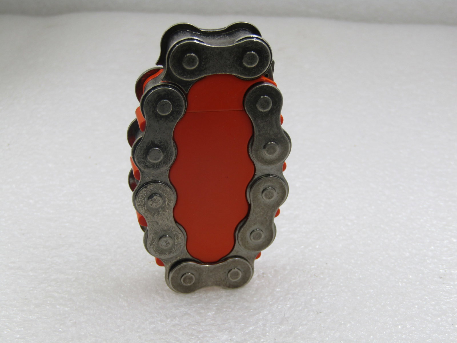 Biker Cigarette Lighter, Motorcycle Chain, Orange, 3" (1 of 5)