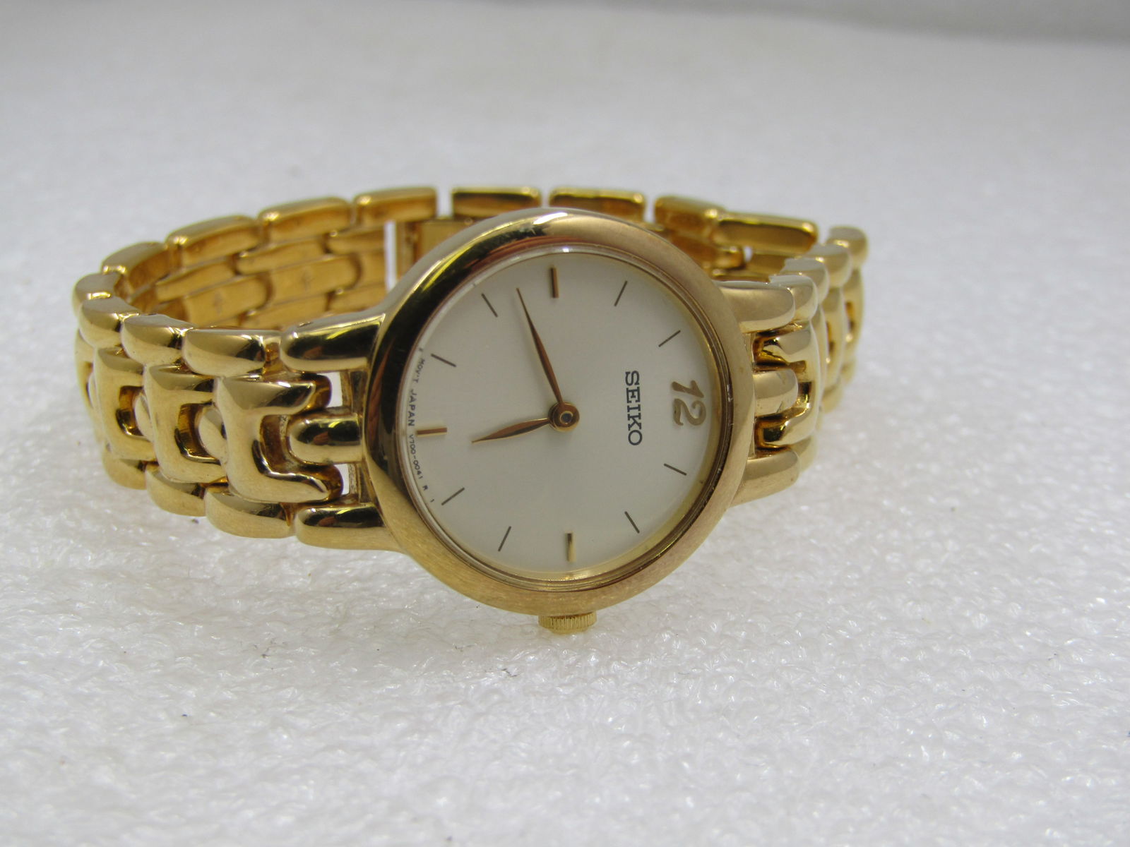 Vintage Gold Tone Ladies Watch Signed Seiko, 7", 12.5M Woven Link (1 of 7)