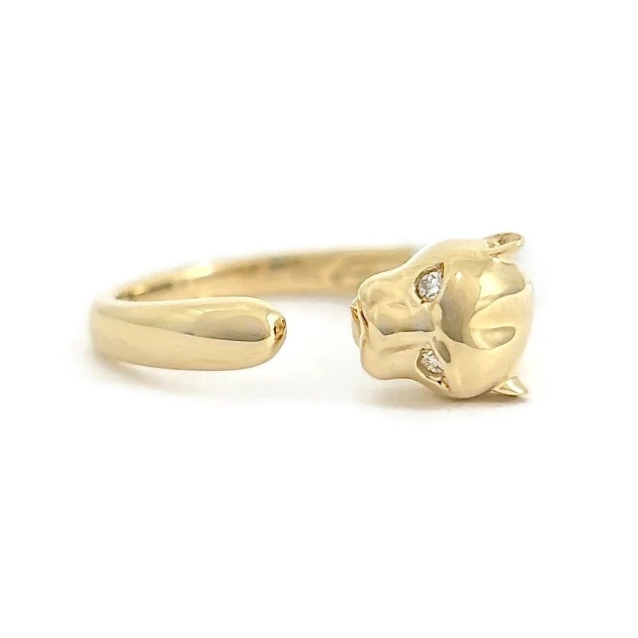 Diamond Eye Panther Open Wrap Statement Ring 14K Yellow Gold .02 CTW (1 of 7)