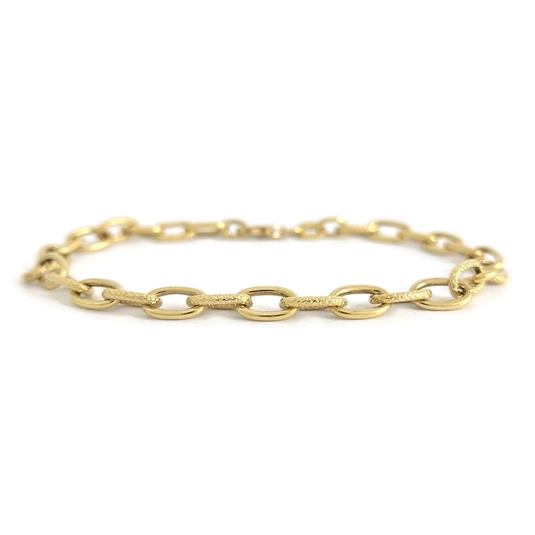 Long Oval Open Chain Link Bracelet 18K Yellow Gold, 7.75 Inches, 4.86 Grams (1 of 8)