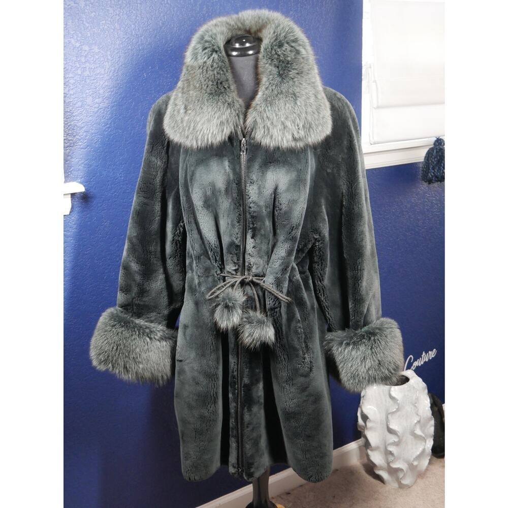Gorgeous Green Sheared Beaver & Fox Fur Coat Jacket (1 of 7)