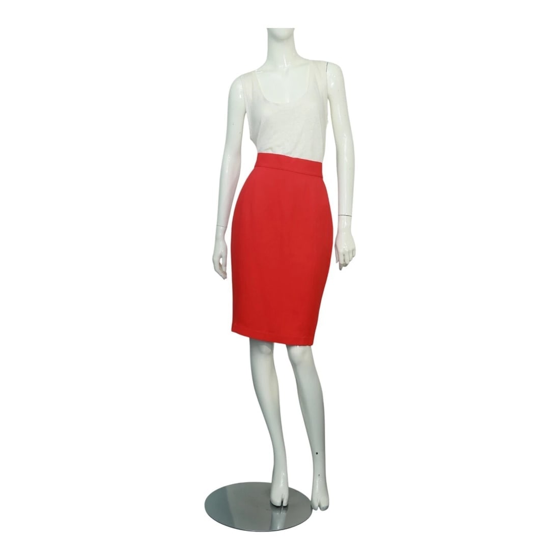 Thierry Mugler Red Knee Length Back Vent Viscose Blend Classy Pencil Skirt: Title:Thierry Mugler Red Knee Length Back Vent Viscose Blend Classy Pencil Skirt Description:T by Alexander Wang Black Ribbed Elasticated Knee Length Skirt size M Thierry Mugler Red Knee Length Back V