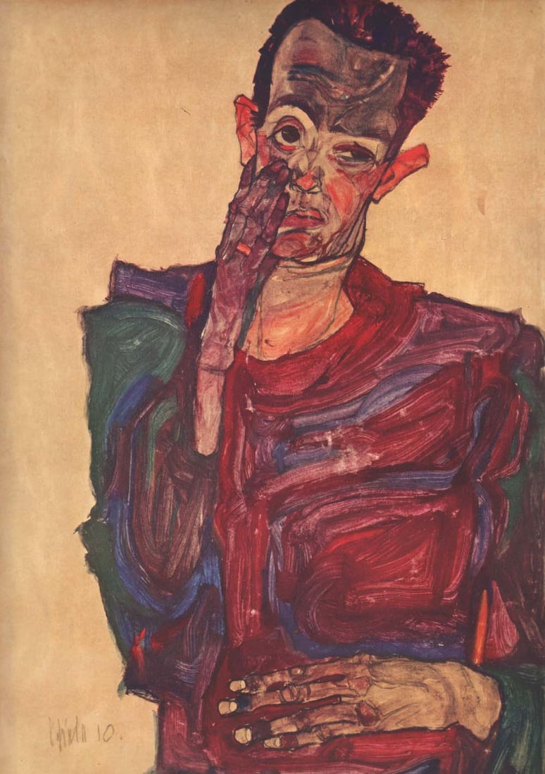 Egon Schiele Lithograph 4 Self portrait 1968 (1 of 1)