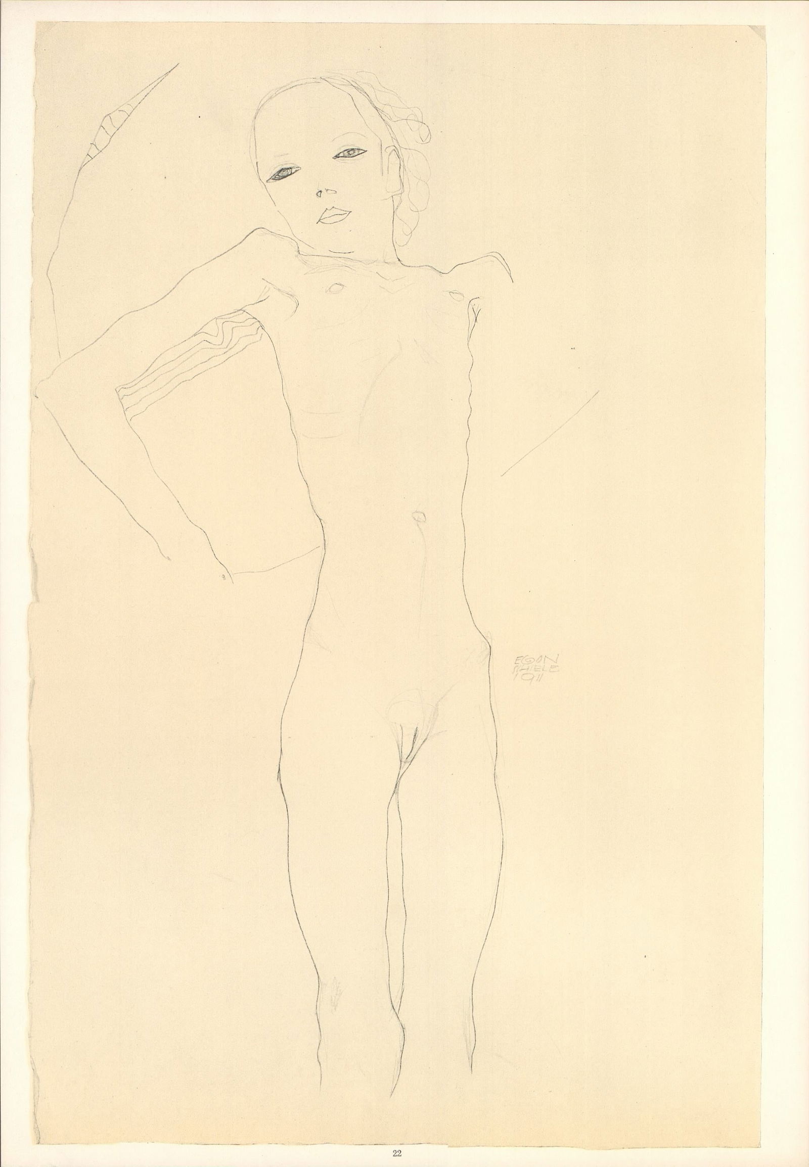 Egon Schiele Lithograph 22 Figure Girl 1968 (1 of 1)