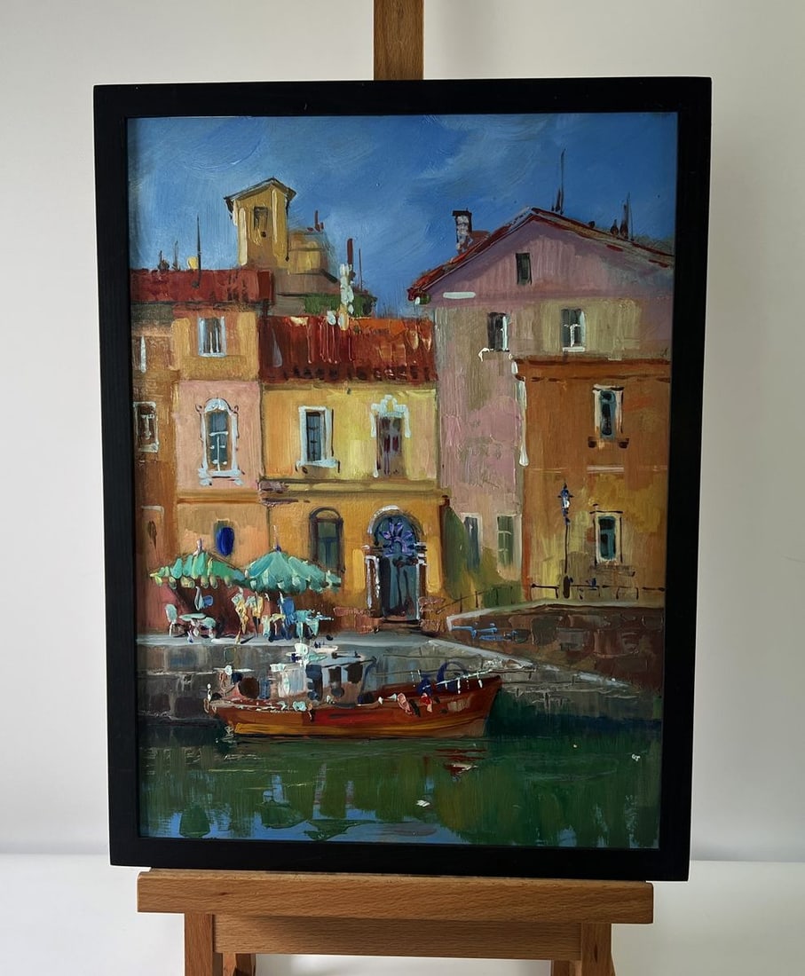 Oil painting City with boats Yuriy Suprunchuk (1 of 9)