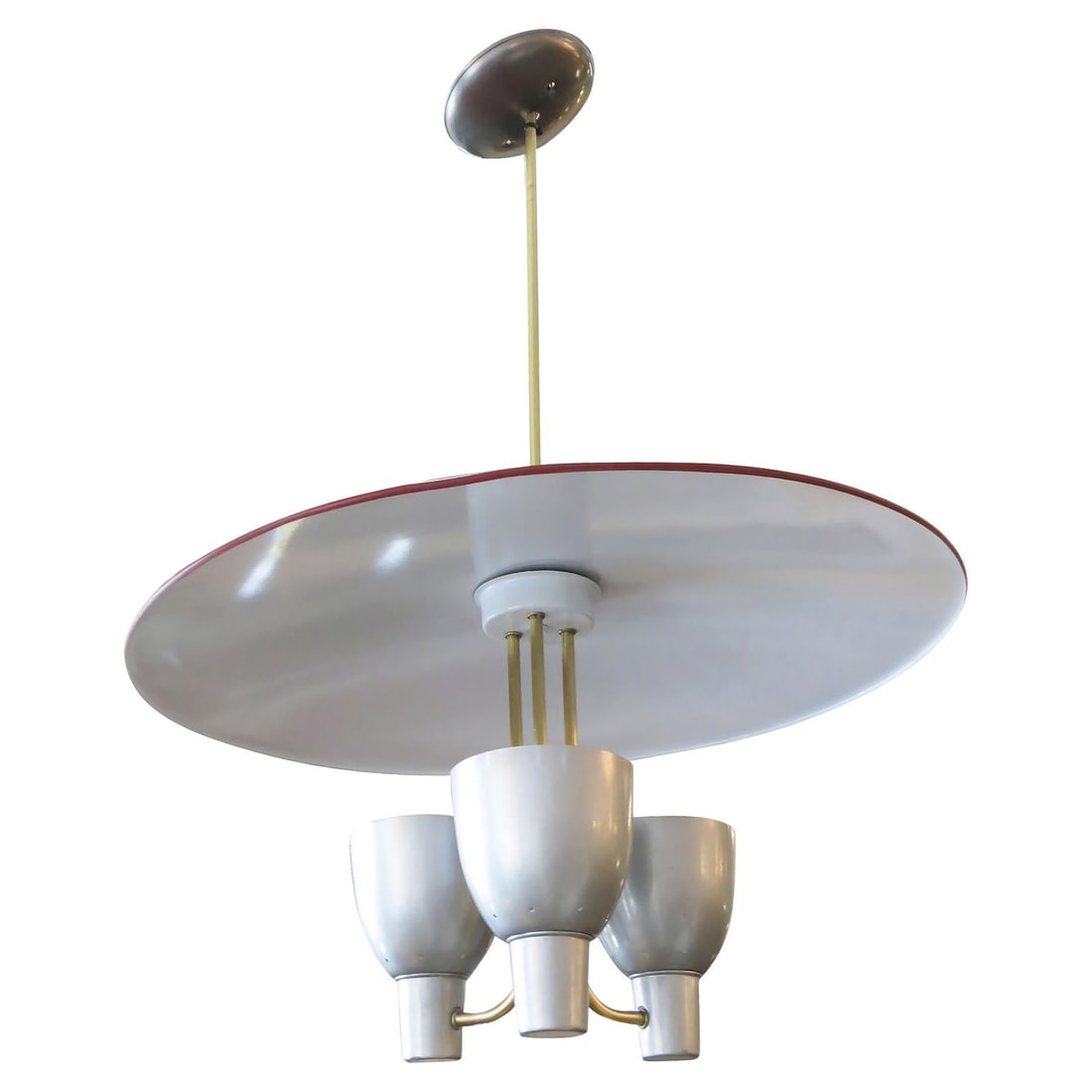 1953 Enameled Pendant Chandelier by Moe Lighting with 3 arms for Dining Room (1 of 19)
