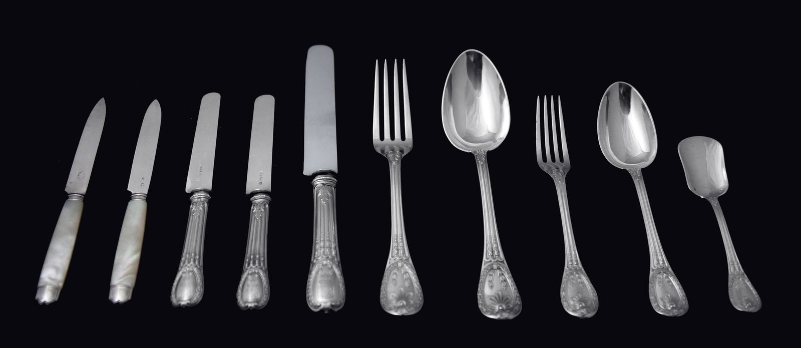 Odiot - 261pc. Antique French 950 Sterling Silver Flatware Set, Louis XVI Model, Service for 24, 15 (1 of 20)