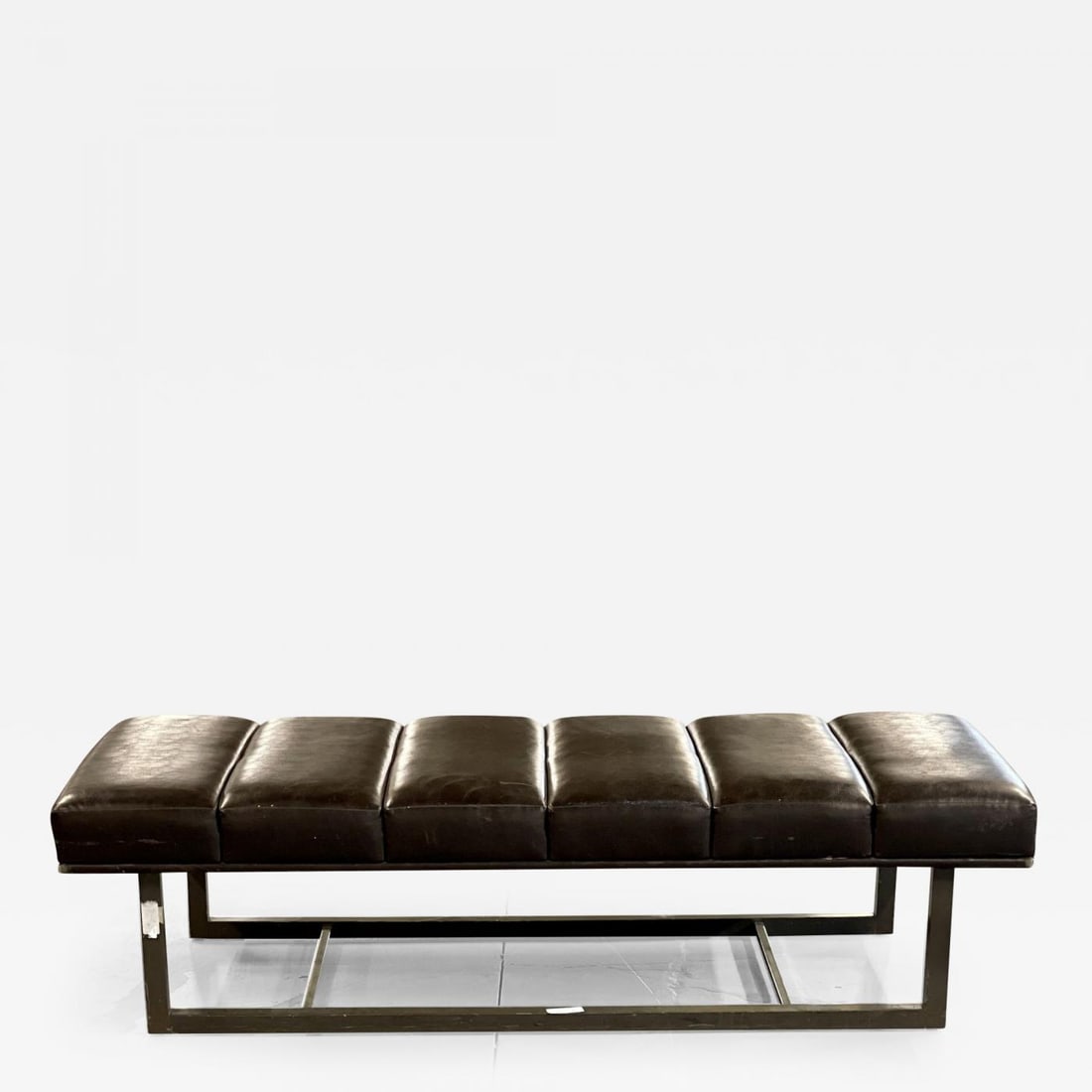 Mid-Century Modern Bench / Ottoman, Leather, Steel (1 of 8)