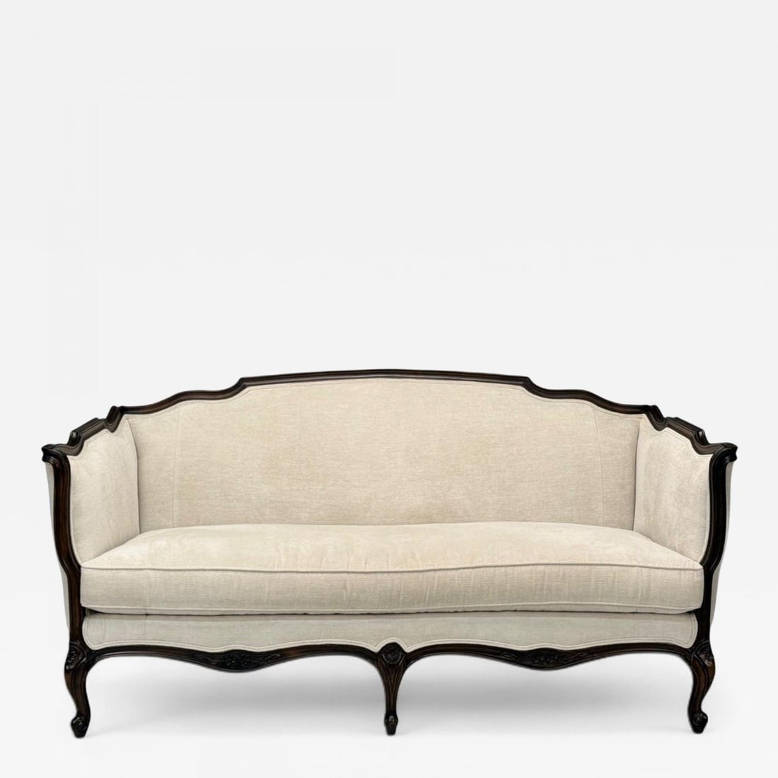 Louis XV Style, Mahogany, Beige Fabric, Sofa, France, 20th C. (1 of 12)
