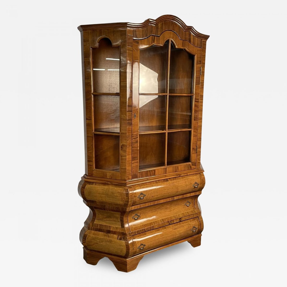 Italian Inlaid Venetian Burlwood Baroque Cabinet, Bookcase, Vitrine or Cupboard (1 of 12)