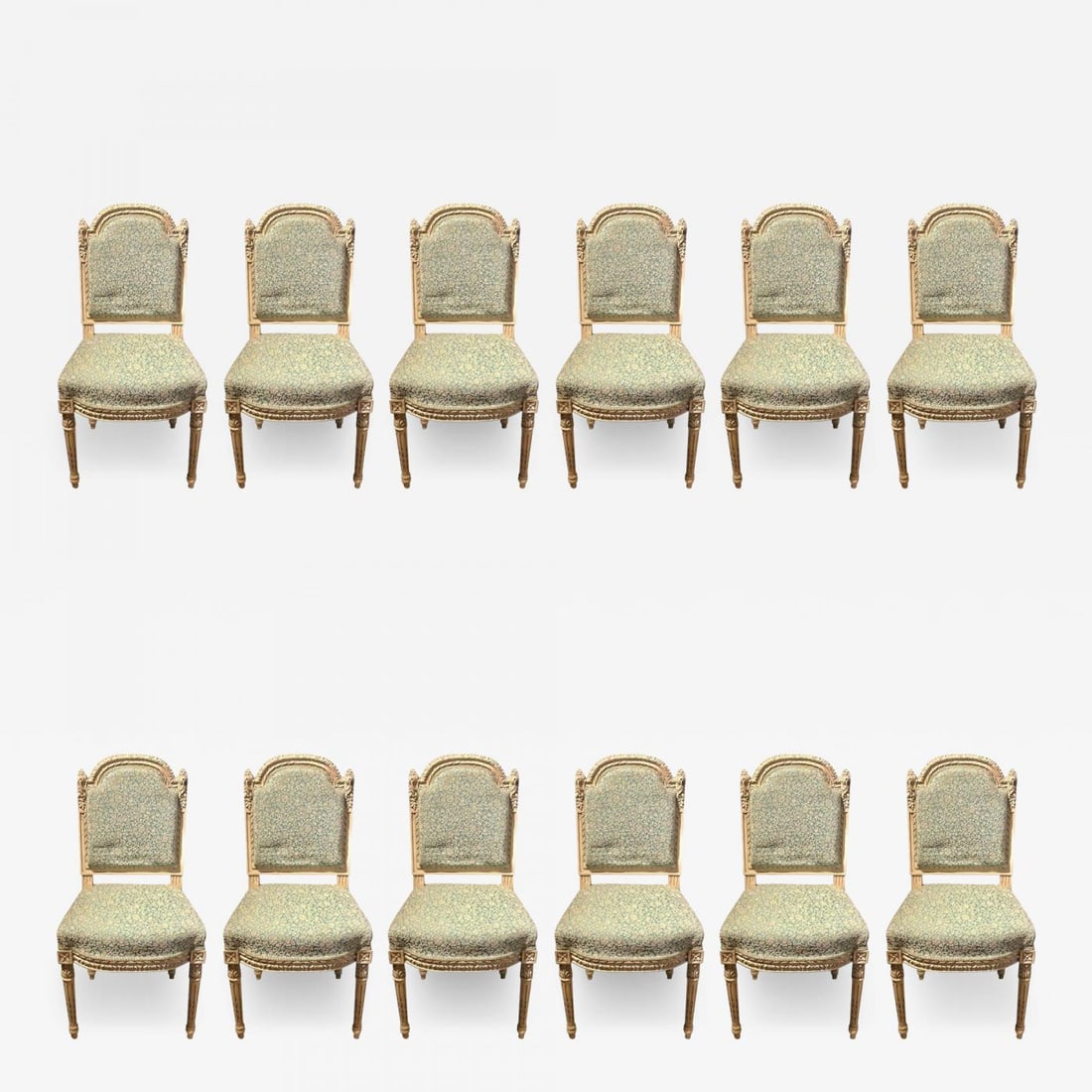 10 Paint Decorated Louis XVI Style Side / Dining Chairs, Finely Carved (1 of 12)