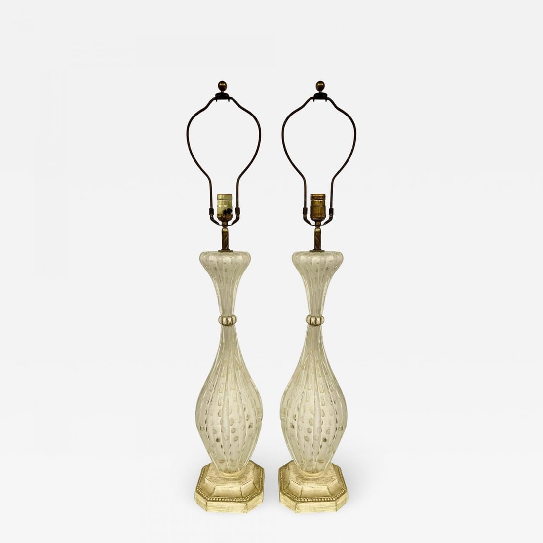 Pair of Murano Glass Speckle Table Lamps, Mid Century Modern (1 of 12)