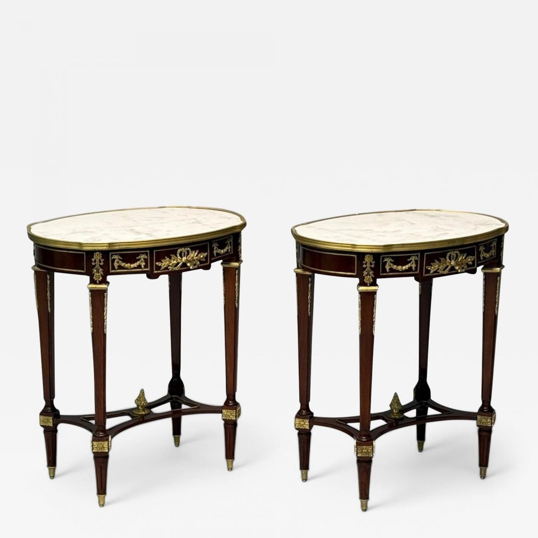 Louis XVI Style, Mahogany, Dore Bronze, Marble, Side Tables, Europe, 1970s (1 of 12)