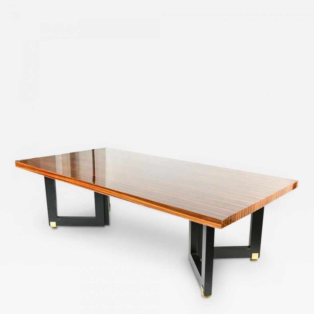 Lorin Marsh Dining Conference Table Smorgasbord Lacquered Zebra-Wood and Brass (1 of 11)