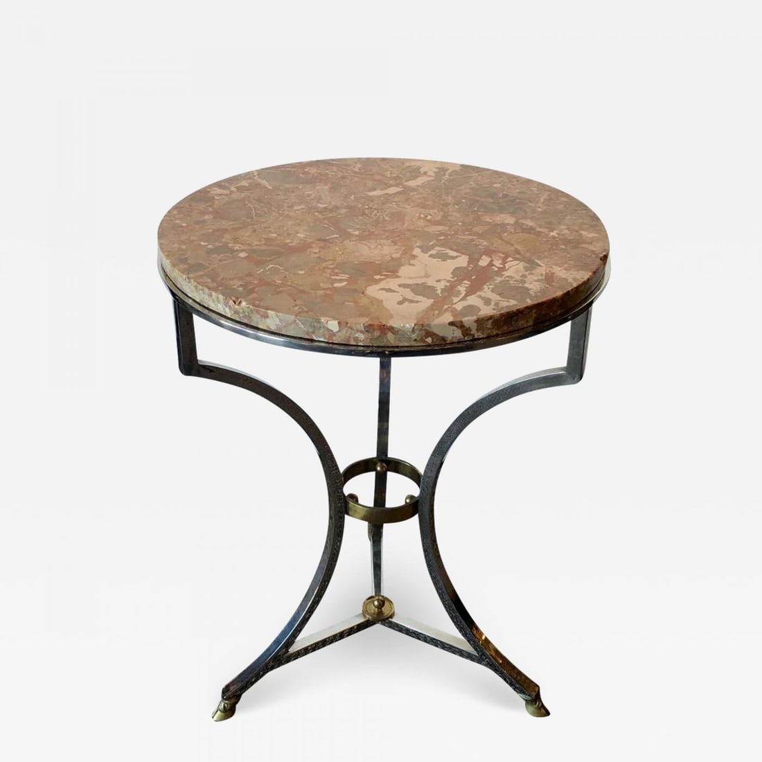 Steel and Bronze Jansen Claw Foot Bouilliotte or End Table with a Marble Top (1 of 12)