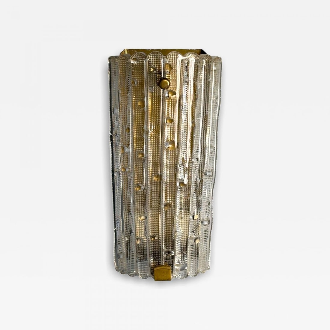 Carl Fagerlund, Textured Glass, Brass, Large Wall Sconce, Sweden, 1940s (1 of 9)
