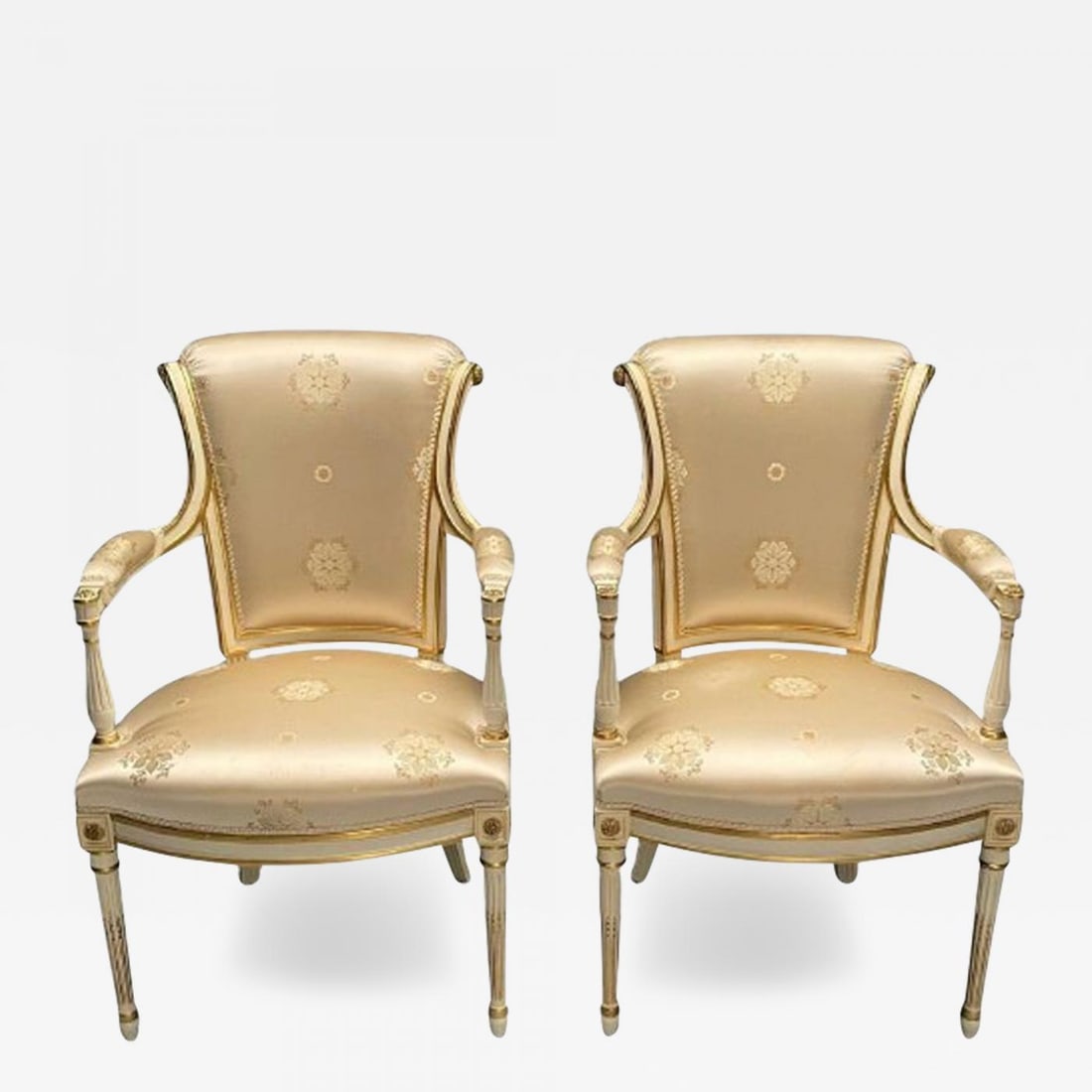 Maison Jansen Attr., Louis XVI Style, Hollywood Regency, Fauteuils, Scalamandre (1 of 12)