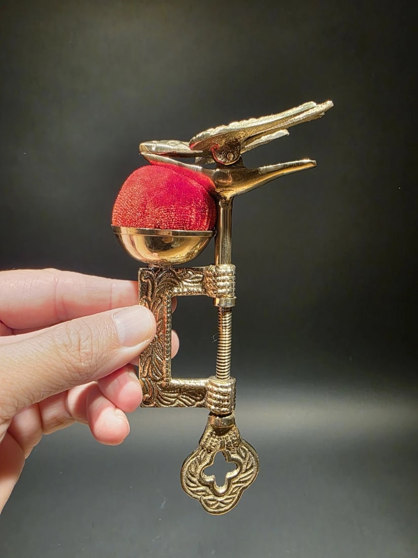 6" Brass Eagle Sewing Clamp Pin Cushion (1 of 14)