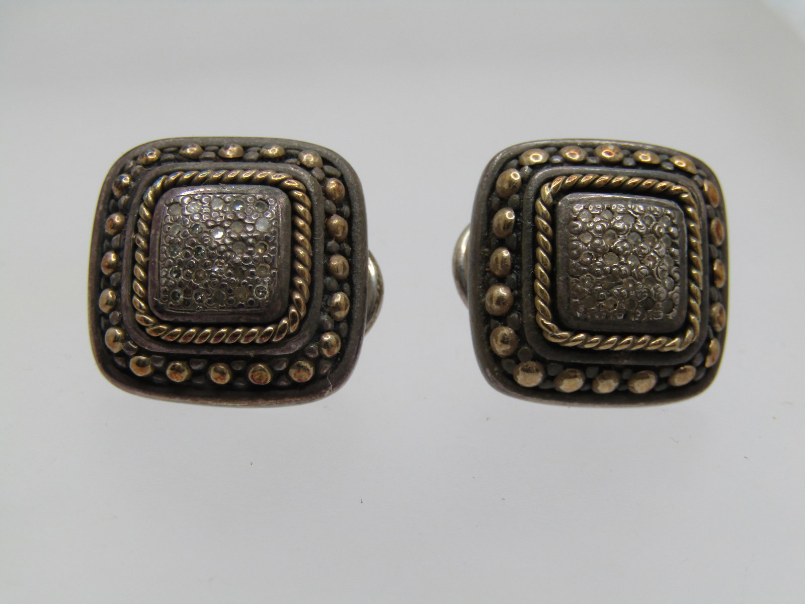 Vintage Effy Sterling 18kt Diamond Earrings, Studs, 1980's-1990's (1 of 5)