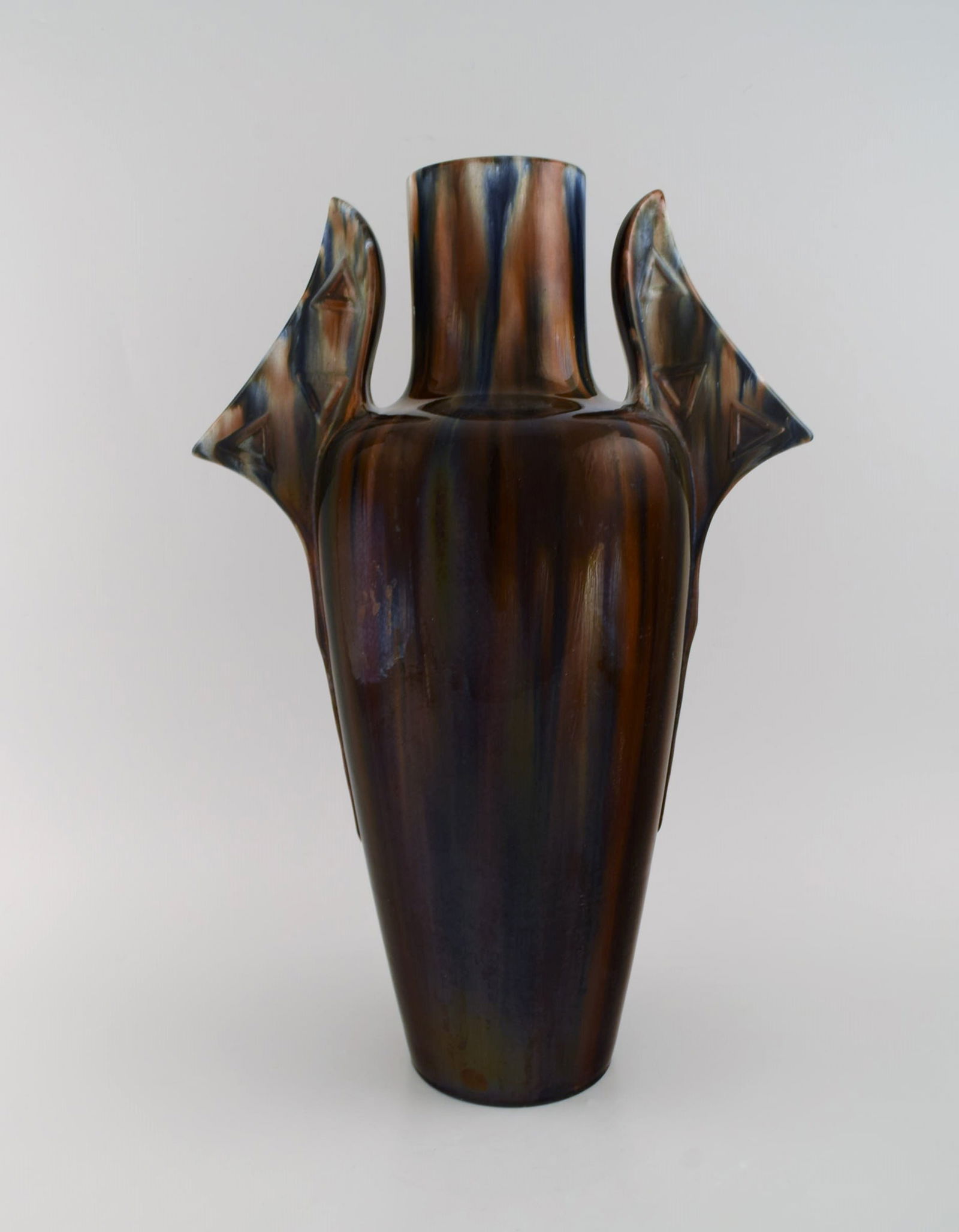 Clément Massier (1845-1917), France. Large vase in glazed ceramics. Beautiful polychrome glaze. (1 of 8)