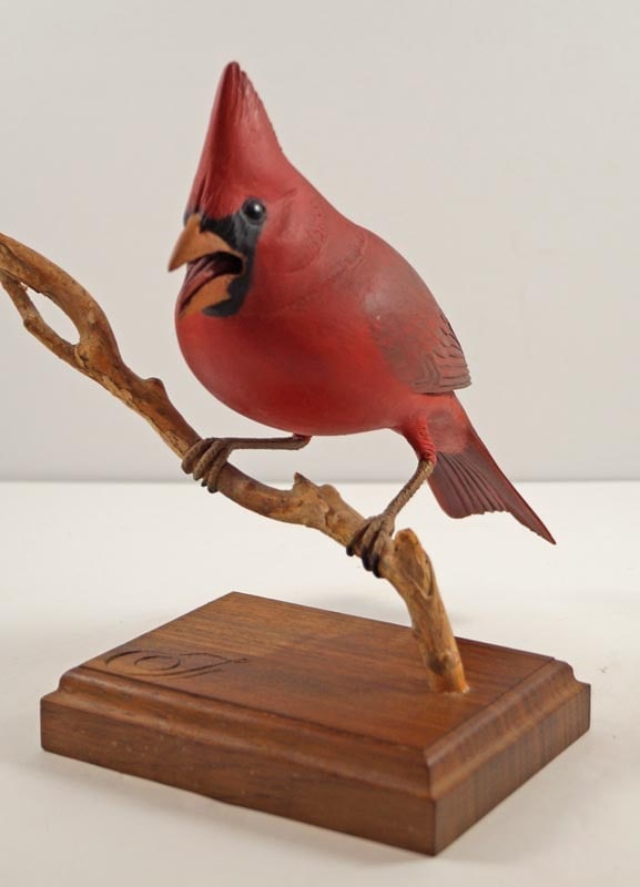 Life-size Northern Cardinal Songbird Carving Finney (1 of 9)