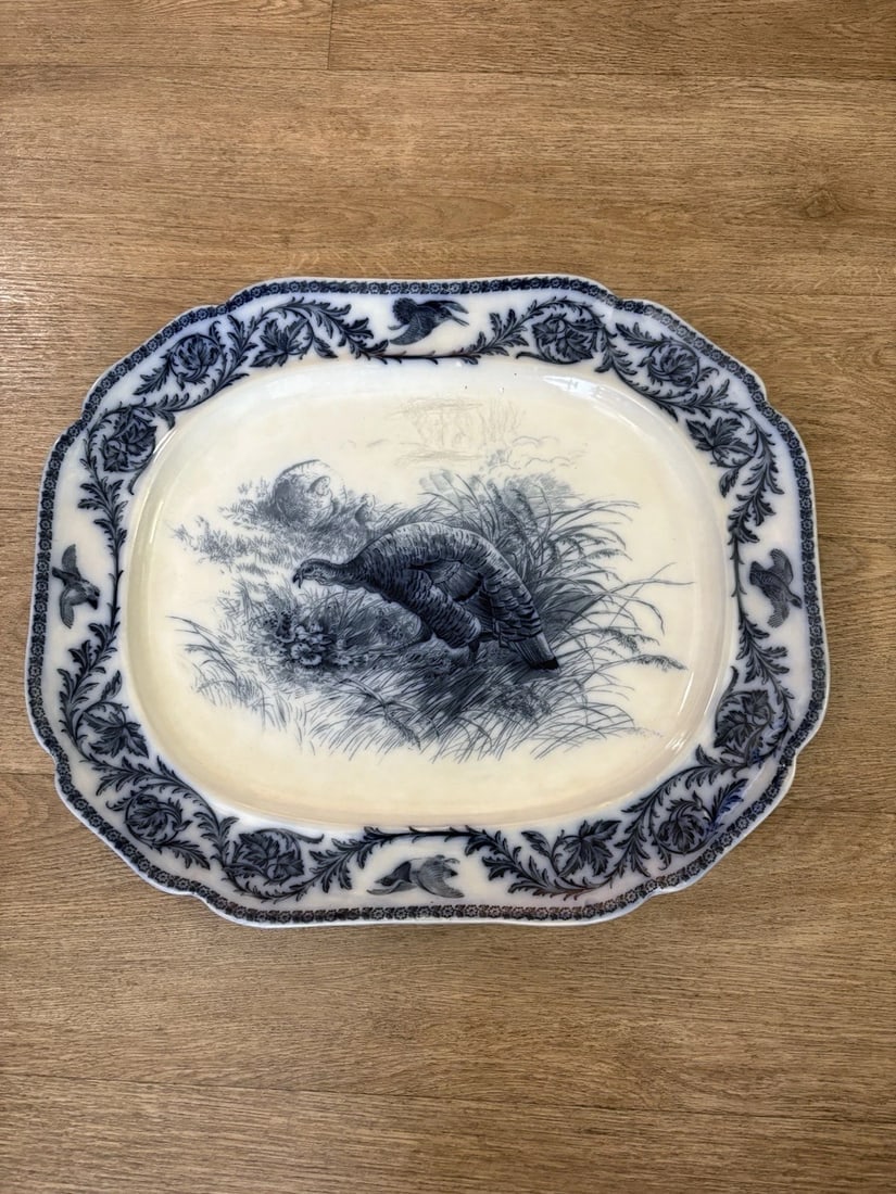 19 1/4” Cauldon England Flow Blue Turkey Platter (1 of 4)