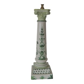 Vintage Green and White Column Table Lamp