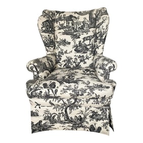 Vintage Toile Custom Wingback Armchair