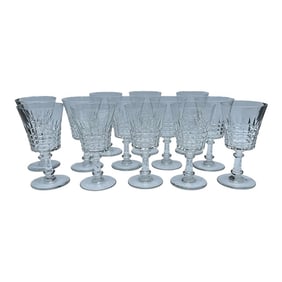 Val St. Lambert Cut Glassware Esneux Crystal Water Goblets, Belgium- Set of 13