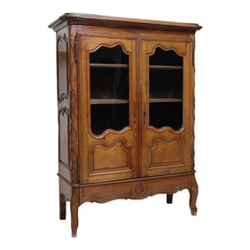 Antique French Louis XV Style Oak Display Cabinet Vitrine