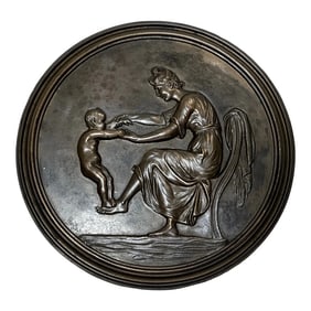 British 19th Century Coalbrookdale Bronze Mother Holding Her Child Wall Sculpture