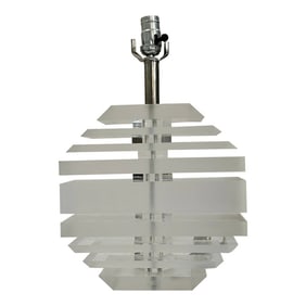 1970s Karl Springer Attributed Lucite Acrylic Stacked Geometric Diamond Lamp