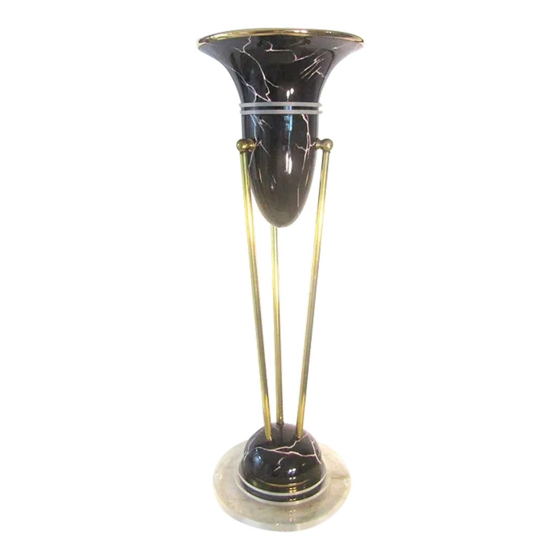 Vintage Peterson Ceramic Studios Art Deco Style Porcelain Lucite Two Light Lamp: Vintage Peterson Ceramic Studios Art Deco Style Porcelain Lucite Two Light Table Lamp Beautiful hand made lamp echoing the art deco past. The top and base both light up. There is a dimmer switch in th