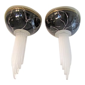 Pair of Vintage Peterson Ceramic Studios Art Deco Porcelain Lucite Wall Sconces