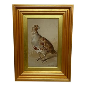 British Victorian Watercolour Painting Partridge Game Bird by Frank Paton