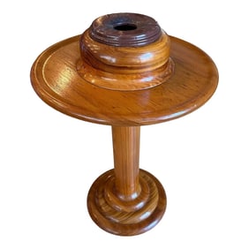 Vintage 1942 Railroad Passenger Pedestal Bar Drinks and Smoking Ashtray Stand Yellow Pine Wood
