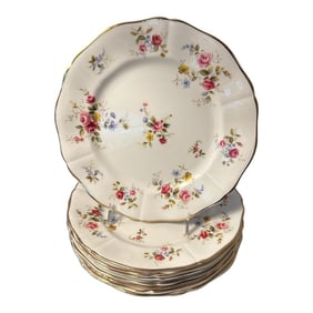 1970s Tenderness Royal Adderley Fine Bone China Ridgeway Salad Plates, Made in England- Set of 8