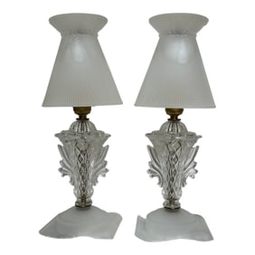 Art Deco Glass Boudoir Lamps - A Pair